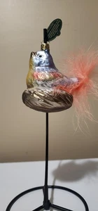 Christborn Bird Ornament Mouth-Blown Hand-Painted Germany Glass Feathers Boxed - Picture 1 of 11