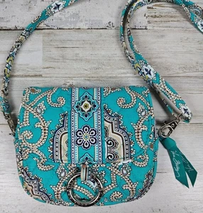 Vera Bradley Mini Totally Turq Paisley Saddle Up Umhängetasche/Geldbörse - Bild 1 von 14