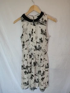 Atmosphere Kleid schwarz creme Pferd/Western Landschaft Szene Print Sommer hübsch - Bild 1 von 13