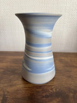 Studio Pottery Vase POG Crafts Graham Fielder Paul McGrath Pastel Blue Streaks - Image 1 of 4