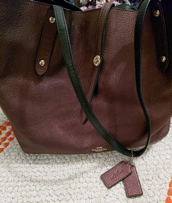 Bolso de Mano COACH Market Cuero Marrón Metálico Dorado Turnlock Foto 1 de 4