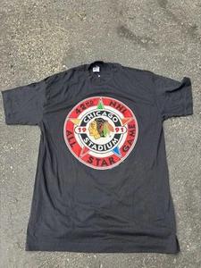Vintage 90s Chicago Blackhawks T Shirt Single Stitch 1990 Hockey NHL Large - Picture 1 of 5