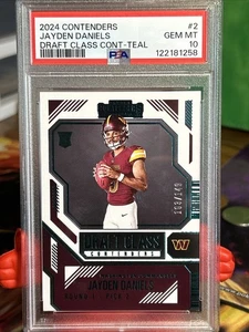 2024 Panini Contenders Jayden Daniels Rookie /149 Draft Class Teal PSA 10 - Picture 1 of 4