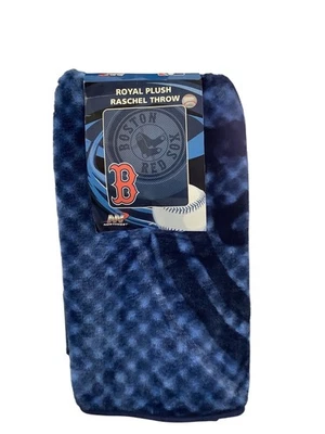 MLB Boston Red Sox Royal Plush Raschel Throw Blanket Size 50" X 60" NEW - Image 1 of 3