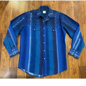 Vintage Wrangler Aztec Western Pearl Snap Shirt - Men's Size Medium Iconic - Picture 1 of 8