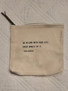 Sugarboo Designs Jack Kerouac Quote Inspirational Makeup Bag Beige Canvas Zip - Picture 1 of 8