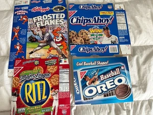 DEREK JETER * Ritz * Frosted Flakes Cereal * Chips Ahoy Box & Cart Ad Sign *2000 - Picture 1 of 10