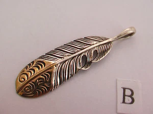 Solid 925 Sterling Silver Feather Pendant Tops. Various Styles & Sizes - Picture 1 of 41
