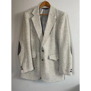 Vintage Grand Entry Western Style Herren Gr. 42 L grau Blazer Wollmischung Ellenbogen Patch - Bild 1 von 6