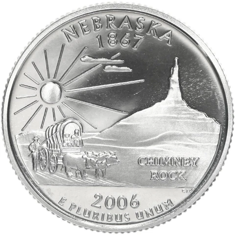2006 S State Quarter Nebraska Gem Proof Deep Cameo 90% Silver US Coin Cover
