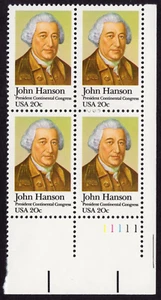 Scott #1941 John Hanson Plate Block of 4 Stamps - MNH LR - Picture 1 of 1