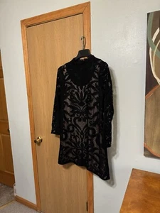 Adrianna Papell NWT Size 14 Black Lace Mockneck Knee-Length Shift Dress - Picture 1 of 5