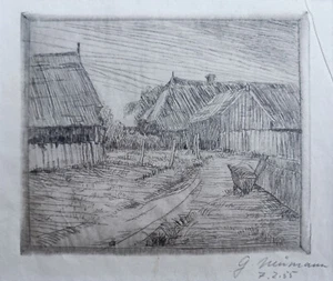 Neumann, Georg (1934 Frankfurt/Oder – 2003) „Wustrow“ Kaltnadelradierung 1955 - Bild 1 von 5