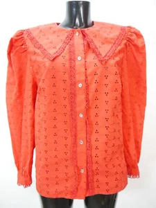 Gr.44 Trachtenbluse rot Bluse Meico Baumwollmischung Spitze Stickerei TB8295 - Bild 1 von 4