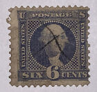 Timbres de voyage : 1869 timbres américains Scott #115 6c Washington d'occasion, gril, neuf dans son emballage