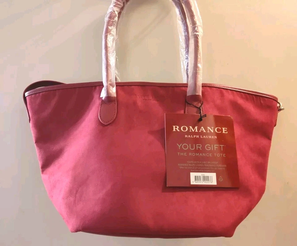 Lauren Ralph Lauren Fragrance Romance Large Tote Bag Suede Purse Magenta Fuchsia