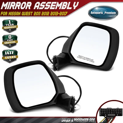 2Pcs Power Mirror with Signal Light Memory Blind Spot for Nissan Quest 2011-2017 - Image 1 of 4