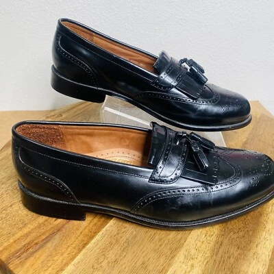Bostonian Classics First Flex Dress Shoes Mens 10.5 Black Leather Tassel Slip On - Image 1 of 4