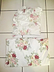 GUESS Home Collection Floral Cream with Pink Roses KING Duvet + 1 EURO Sham - Picture 1 of 10