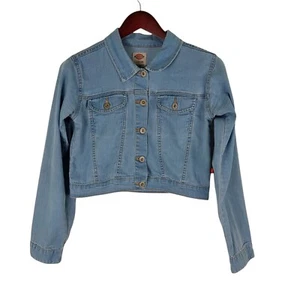 Dickies Girl's Blue Denim Jean Jacket Sz  Large (14/16) High Waist Button Front  - Picture 1 of 5