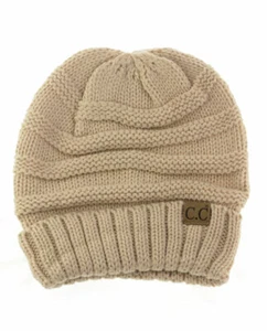 Winter Beanie Knit Thick Cap Hat Unisex Men & Women Solid Color Beige - Picture 1 of 1
