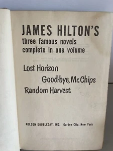 James Hilton's Three Famous Novels Lost Horizon Mr Chips Random Harvest HC Book - Picture 1 of 6