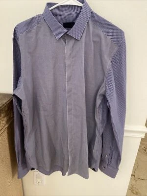 lanvin Париж чек напечатано кнопка вверх рубашка размер 42/16,5 хлопок нетронутый - Изображение 1 из 4