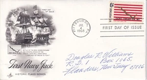 STAMP US SCOTT 1354 "First Navy Jack Flag" 6 CENT 1968 FDC - B - Picture 1 of 1