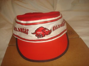 Vintage Red and White Arkansas Razorbacks Hat Painters Cap M - L Made In USA  - Picture 1 of 5