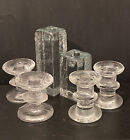 Set Of 3 Pairs Mcm Littala Ice Glass Candle Holders Finland By Timo Sarpaneva