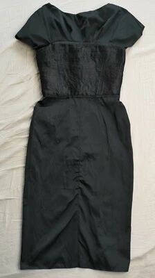 Vestido para mujer Nina Ricci negro satinado mezcla seda bustier ajustado talla 36 UK 8 usado Foto 1 de 4