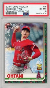 2019 Topps Holiday Photo Variation Ornament On Glove #16 SHOHEI OHTANI PSA 8 - Picture 1 of 2