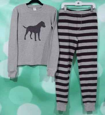 Mini Boden Size 12 Boys Gray And Purple Stripe Dog Two Piece Pajama Set - Image 1 of 3