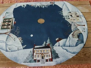CATHERINE HOLMAN SNOW VILLAGE CHRISTMAS TREE SKIRT AMERICANA PAINTING PATTERN - Picture 1 of 7