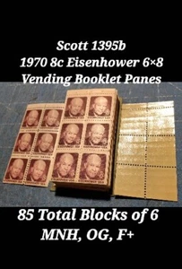 Scott 1395b 1972 8c Eisenhower U.S. Stamp Booklet 85 Panes of 6 Each, MNH, OGum - Picture 1 of 1