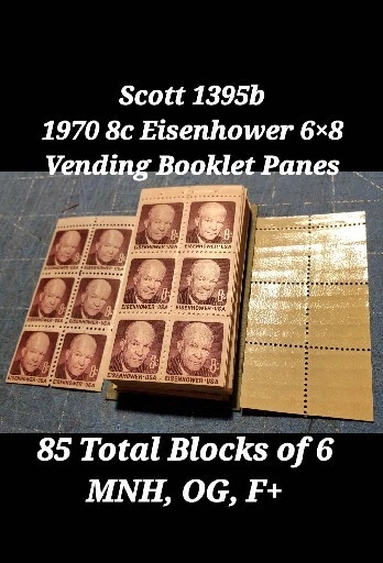 Scott 1395b 1972 8c Eisenhower U.S. Stamp Booklet 85 Panes of 6 Each, MNH, OGum - Image 1 of 1