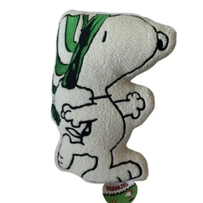 Peanuts Snoopy With Green Hat Sherpa Decorative Winter Christmas Soft Pillow NEW - Image 1 of 4