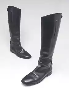 Hermes Black Calfskin Leather Riding Tall Boots Size 6/36.5 - Picture 1 of 4