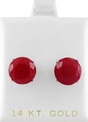 GENUINE 10.20 Cts RUBY STUD EARRINGS 14K WHITE GOLD - Free Certificate Appraisal - Image 1 of 4