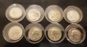 8 BICENTENNIAL PROOF QUARTERS WITH AN "S" MINT MARK 40% SILVER EACH. CIRCULATED. - Picture 1 of 3