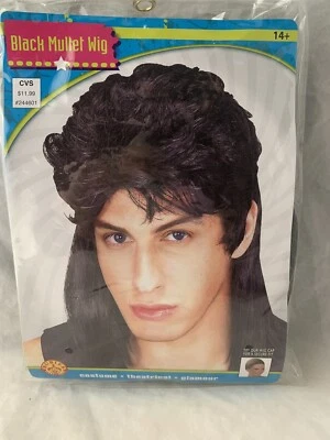 Парик кефали мужской 80-х костюмы карнавальный вечеринки аксессуар косплей парик (черный) B11-1 - Изображение 1 из 4