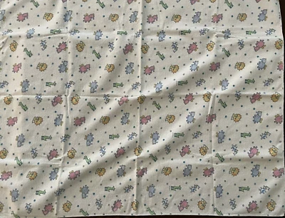 Vintage Carter's Baby Receiving Blanket White Flannel Giraffe Elephant Stars USA - Image 1 of 4
