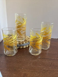 Libbey Glass Golden Wheat Pattern 2 Tumbler & 2 Juice Glass VTG Tableware - Picture 1 of 7