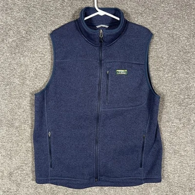 LL Bean Vest Mens Large Blue Sweater Fleece Full Zip Hiking Slightly Fitted - Image 1 of 4