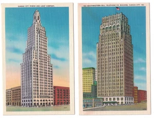 2 1940'S POWER & LIGHT SOUTHWESTERN BELL TELEPHONE BLDG. KANSAS CITY MISSOURI PC - Picture 1 of 2