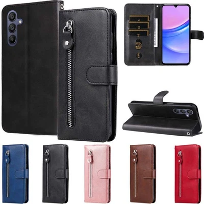 For Samsung A26 A16 A36 A56 A15 A25 A35 A55 S24 Zipper Wallet Leather Case Cover - Image 1 of 4