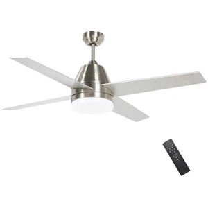 Ventilador de techo de montaje con luz LED 4 aspas reversibles control remoto plateado y negro - Imagen 1 de 11