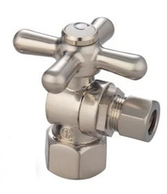 Kingston Brass CC43108X 1/2” X 3/8” OD Quarter Turn Shutoff Valve-Brushed Nickel - Image 1 of 2