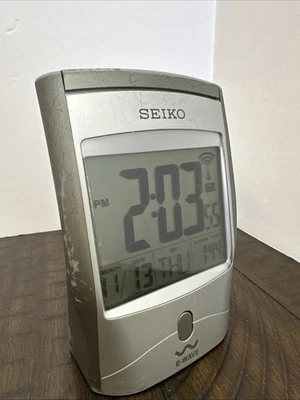 Seiko R-Wave Atomic Alarm Clock Silver Tested Working - Image 1 of 4