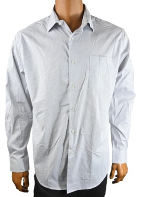 Van Heusen Mens Dress Shirt New L 16-16.5 34/35 Gray Stripe Stain Shield Pocket - Image 1 of 4